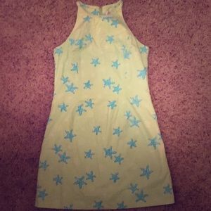 Lilly Pulitzer Yellow Dress with Blue Starfish Pattern